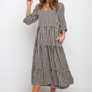 Petal & Pup Gingham Checkered Midi Dress